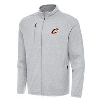 Veste tri-mélange à fermeture éclair intégrale Antigua Heather Grey pour homme des Cleveland Cavaliers