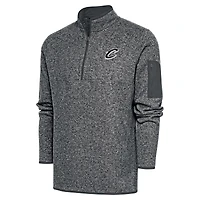 Veste Antigua Heather Grey pour homme avec logo métallique Fortune et fermeture éclair quart de tour des Cleveland Cavaliers