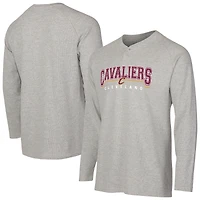 T-shirt Henley à manches longues en tricot thermique Hawthorn de Cleveland Cavaliers pour homme, gris, Concepts Sport