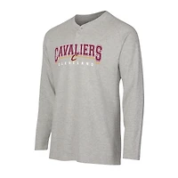 T-shirt Henley à manches longues en tricot thermique Hawthorn de Cleveland Cavaliers pour homme, gris, Concepts Sport