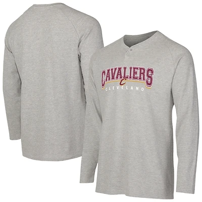 T-shirt Henley à manches longues en tricot thermique Hawthorn de Cleveland Cavaliers pour homme, gris, Concepts Sport