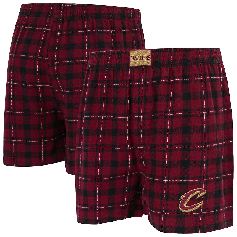 Men's Concepts Sport Wine/Black Cleveland Cavaliers Hawthorn Flannel Boxer