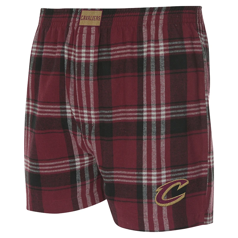 Men's Concepts Sport Wine Cleveland Cavaliers Region Flannel Boxer Short