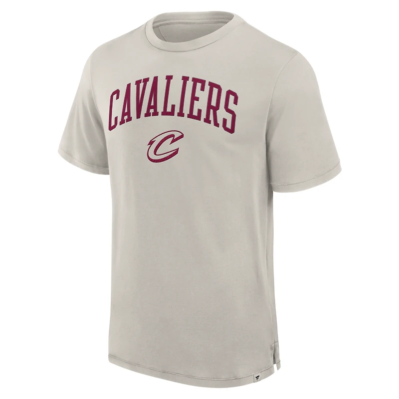 Men's Fanatics Cream Cleveland Cavaliers Crossover Collection Pull Up Jumper Shot Premium T-Shirt