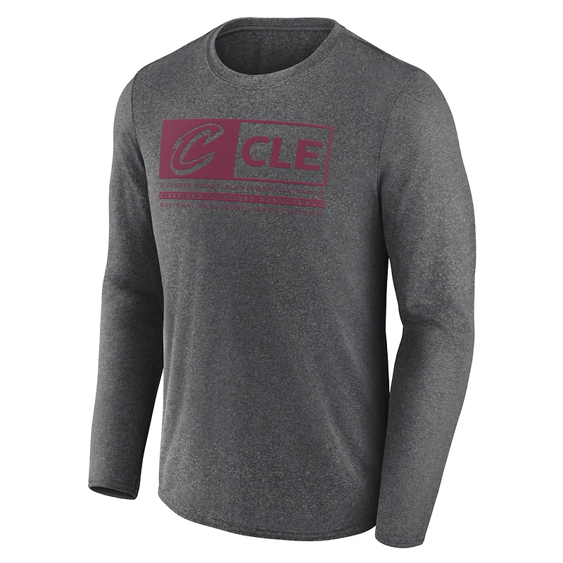 T-shirt de jeu à trois points Fanatics Heather Charcoal Cleveland Cavaliers pour hommes