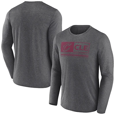 Men's Fanatics Heather Charcoal Cleveland Cavaliers Three-Point Play Long Sleeve T-Shirt