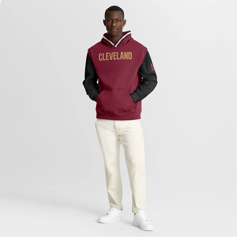 Sweat à capuche Fanatics pour homme, couleur vin/noir, motif horloge de tir en demi-terrain des Cleveland Cavaliers, Fastbreak