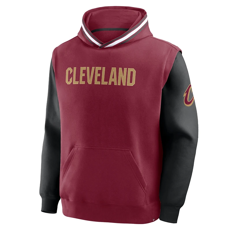 Men's Fanatics  Wine/Black Cleveland Cavaliers Half Court Shot Clock Fastbreak Hoodie