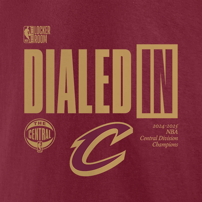 T-shirt Fanatics Wine pour hommes Cleveland Cavaliers Champions de la division centrale 2025 Vestiaire
