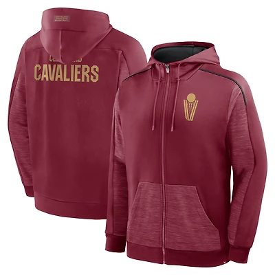 Men's Fanatics Wine Cleveland Cavaliers Back Door Cut Play Defender Full-Zip Hoodie
