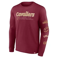 T-shirt à manches longues Fanatics Wine Cleveland Cavaliers Baseline pour hommes