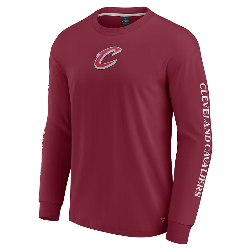 Men's Fanatics Wine Cleveland Cavaliers Elements Strive Long Sleeve T-Shirt