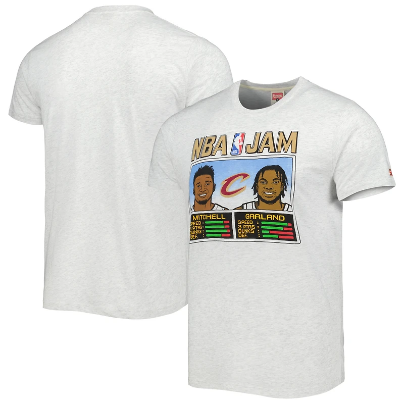 Hommage Donovan Mitchell & Darius Garland Ash Cleveland Cavaliers T-shirt NBA Jam en trois mélanges pour homme