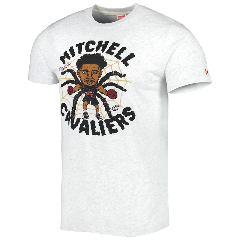 Men's Homage Donovan Mitchell Ash Cleveland Cavaliers Caricature Tri-Blend T-Shirt