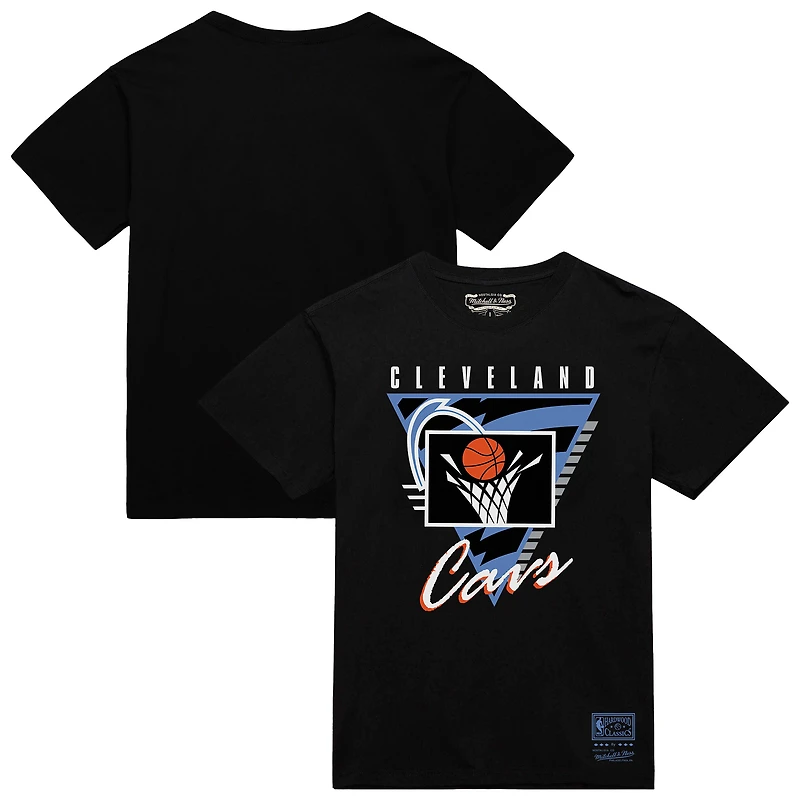 T-shirt noir à trois logos Mitchell & Ness pour homme, collection mondiale des Cleveland Cavaliers