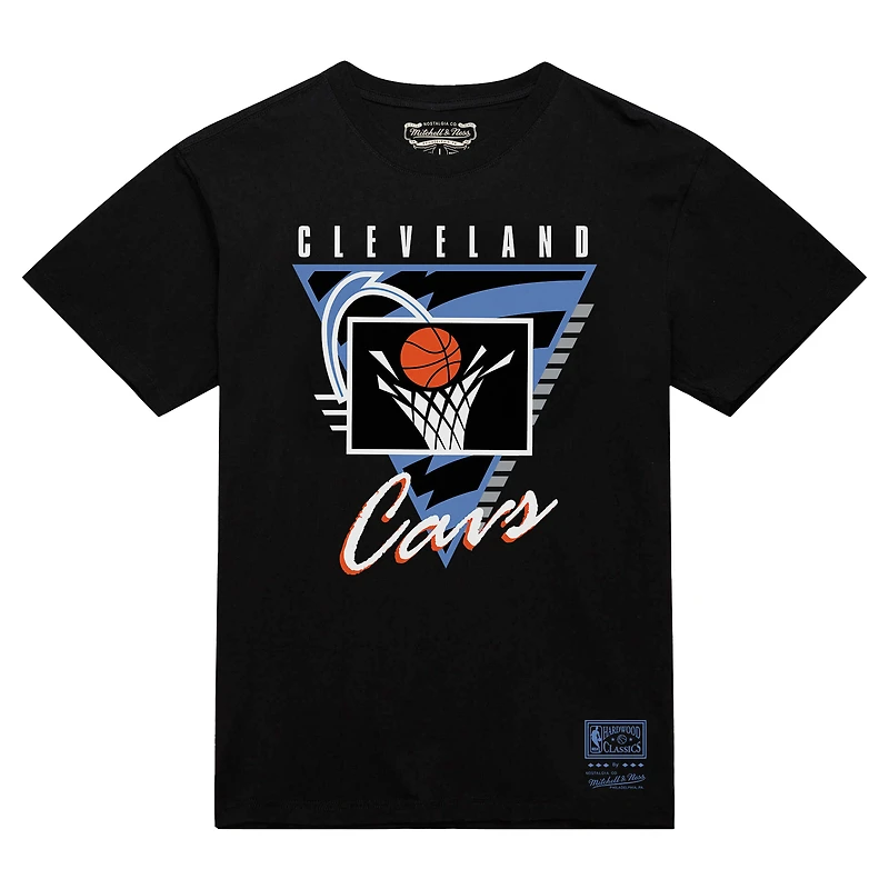 T-shirt noir à trois logos Mitchell & Ness pour homme, collection mondiale des Cleveland Cavaliers