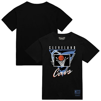 T-shirt noir à trois logos Mitchell & Ness pour homme, collection mondiale des Cleveland Cavaliers