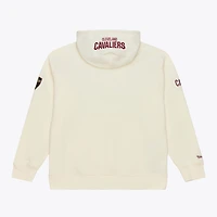 Men's Mitchell & Ness Cream Cleveland Cavaliers Hardwood Classics Chainstitch Premium Fleece Hoodie