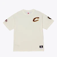 Men's Mitchell & Ness Cream Cleveland Cavaliers Hardwood Classics Chainstitch Premium T-Shirt