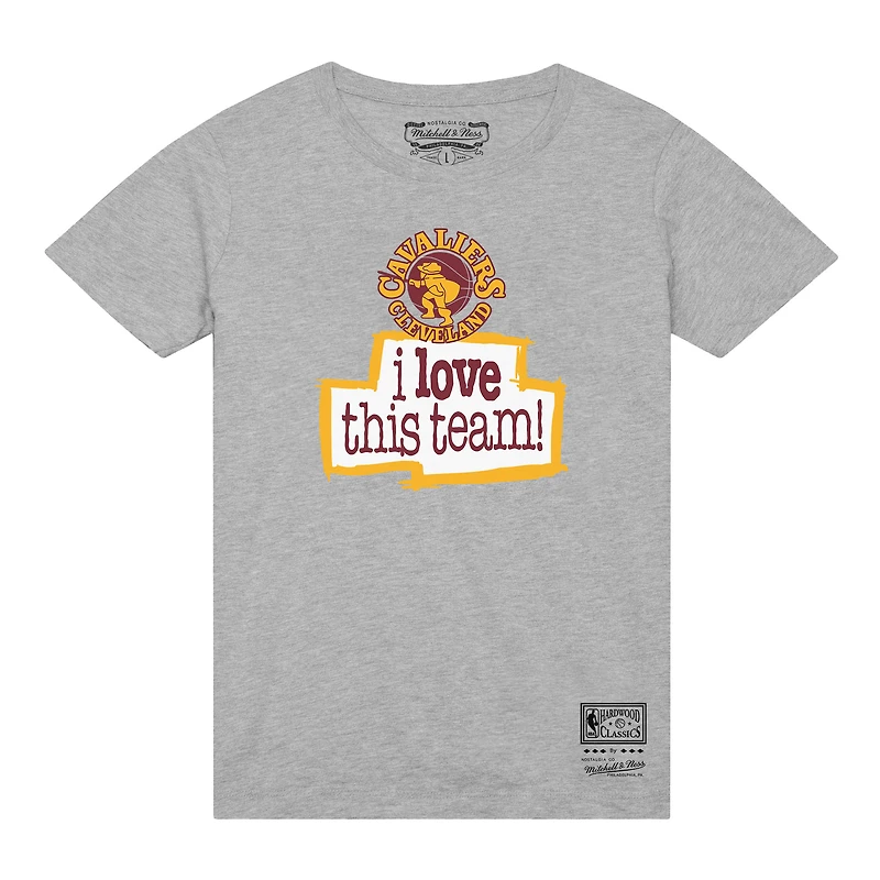 T-shirt gris chiné Mitchell & Ness pour homme « J'aime cette équipe » des Cleveland Cavaliers
