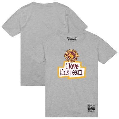 T-shirt gris chiné Mitchell & Ness pour homme « J'aime cette équipe » des Cleveland Cavaliers