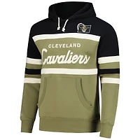 Men's Mitchell & Ness Olive/Black Cleveland Cavaliers Double Clutch Head Coach Hoodie