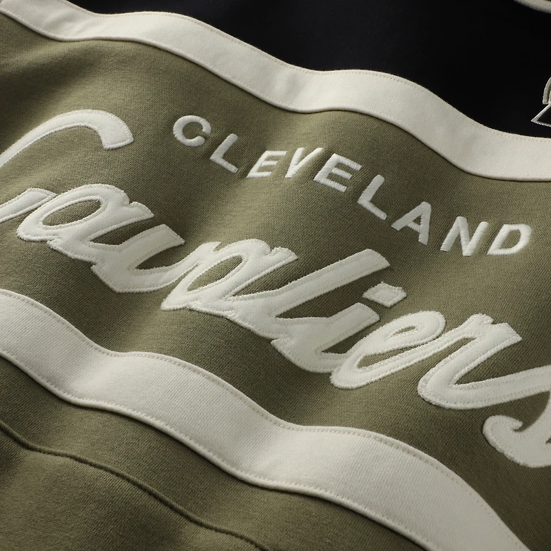 Men's Mitchell & Ness Olive/Black Cleveland Cavaliers Double Clutch Head Coach Hoodie