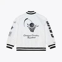 Veste légère en satin à boutons-pression Mitchell & Ness blanche Cleveland Cavaliers pour homme