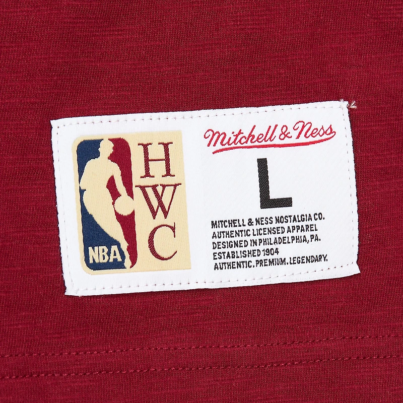 Men's Mitchell & Ness Wine Cleveland Cavaliers Hardwood Classics Felt Applique Slub T-Shirt