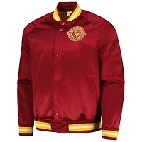 Veste à bouton-pression intégrale raglan avec logo Mitchell & Ness Wine Cleveland Cavaliers Hardwood Classics pour hommes