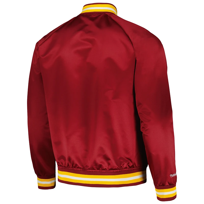 Veste à bouton-pression intégrale raglan avec logo Mitchell & Ness Wine Cleveland Cavaliers Hardwood Classics pour hommes