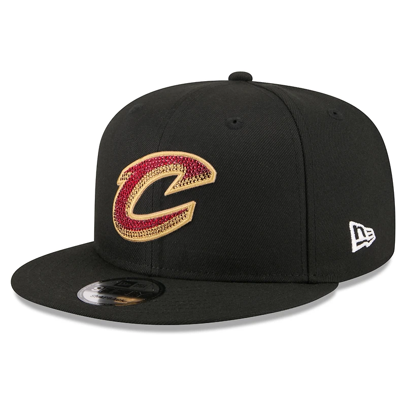 Casquette snapback New Era Crystal 9FIFTY pour homme, noire, Cleveland Cavaliers, draft NBA 2026