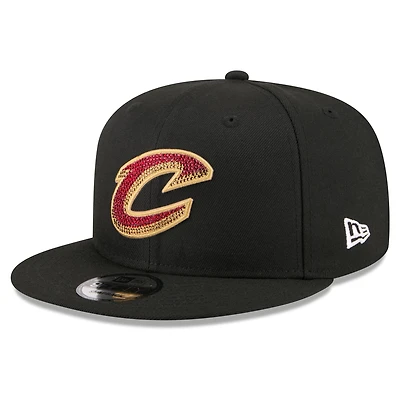 Casquette snapback New Era Crystal 9FIFTY pour homme, noire, Cleveland Cavaliers, draft NBA 2026