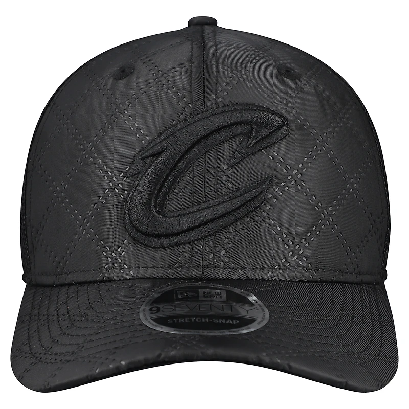 Men's New Era Black Cleveland Cavaliers Quilted 9SEVENTY Trucker Adjustable Hat