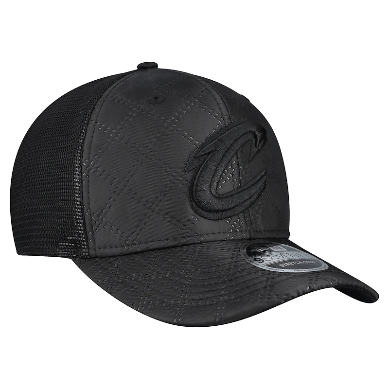 Men's New Era Black Cleveland Cavaliers Quilted 9SEVENTY Trucker Adjustable Hat
