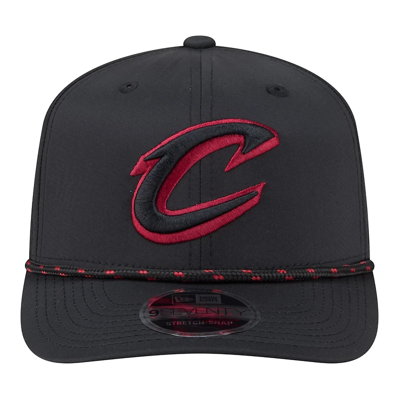 Men's New Era Black Cleveland Cavaliers Sport Rope Vented Stretch-Snap 9SEVENTY Hat