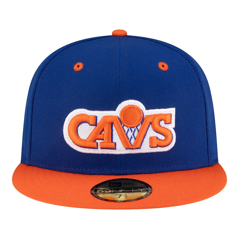 Casquette ajustée New Era 59FIFTY pour homme, bleue et orange, style rétro années 80, Cleveland Cavaliers