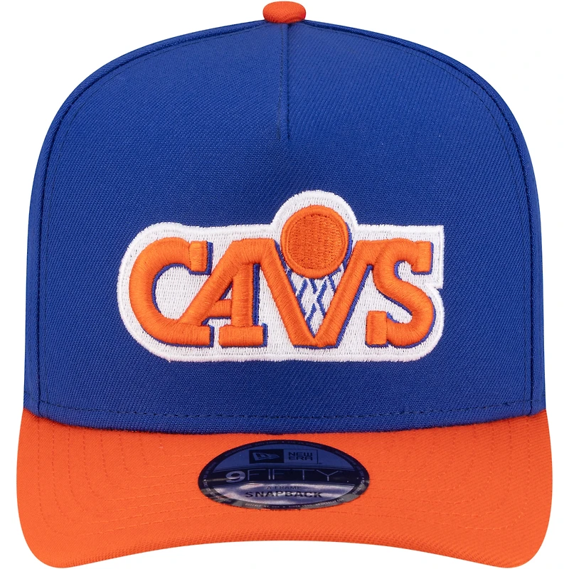Men's New Era  Blue/Orange Cleveland Cavaliers 80s Throwback A-Frame 9FIFTY Snapback Hat