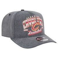 Men's New Era  Charcoal Cleveland Cavaliers Throwback Washed Pre-Curved 9FIFTY Snapback Hat