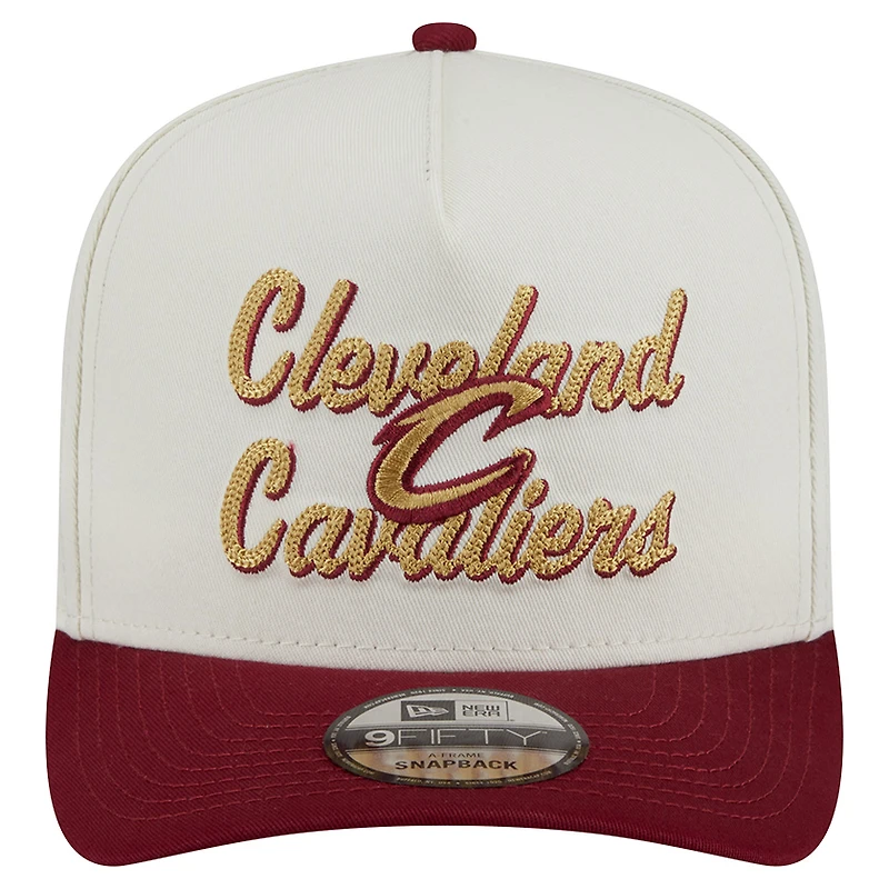 Men's New Era Cream/Wine Cleveland Cavaliers Chainstitch 9FIFTY A-Frame Snapback Hat