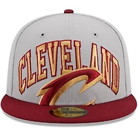 Men's New Era Gray/Wine Cleveland Cavaliers Tip-Off Two-Tone 59FIFTY Fitted Hat