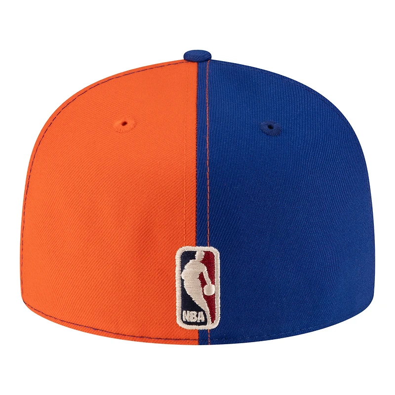Men's New Era Orange/Blue Cleveland Cavaliers 80s Throwback Pinwheel 59FIFTY Fitted Hat