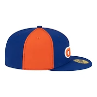 Casquette ajustée New Era 59FIFTY pour homme, orange et bleue, Cleveland Cavaliers, style rétro années 80.