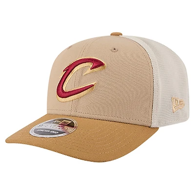 Men's New Era Tan/Light Brown Cleveland Cavaliers Two-Tone 9SEVENTY Adjustable Trucker Hat