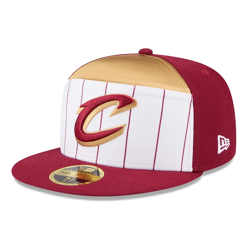 Men's New Era White/Wine Cleveland Cavaliers 2025 NBA Tip Off Split Panel 59FIFTY Fitted Hat