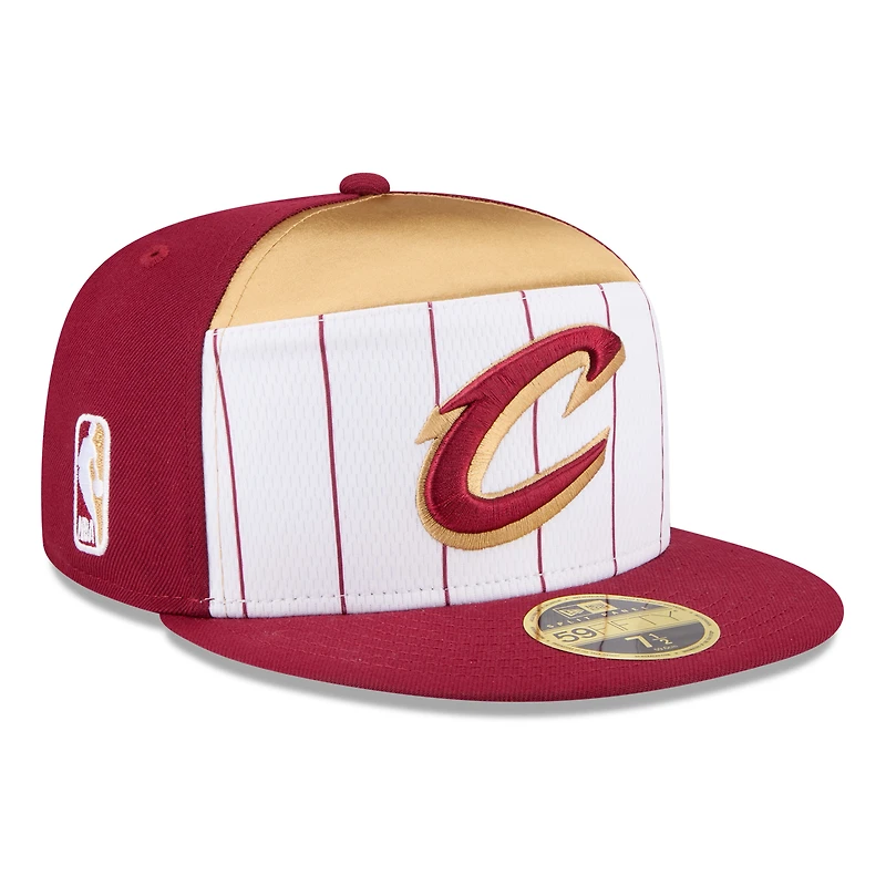 Men's New Era White/Wine Cleveland Cavaliers 2025 NBA Tip Off Split Panel 59FIFTY Fitted Hat