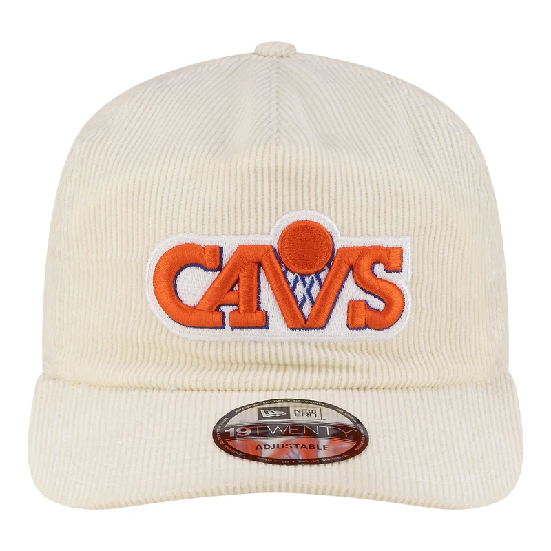 Men's New Era White Cleveland Cavaliers 19TWENTY 80s Chrome Corduroy Adjustable Hat