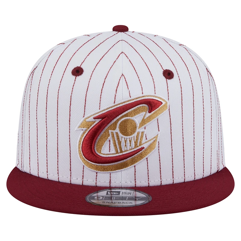Men's New Era  White Cleveland Cavaliers Deceptor Pinstripe 9FIFTY Snapback Hat