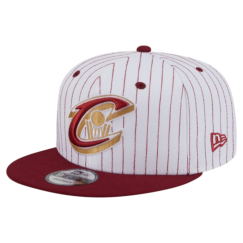 Men's New Era  White Cleveland Cavaliers Deceptor Pinstripe 9FIFTY Snapback Hat