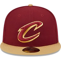 Men's New Era Wine/Gold Cleveland Cavaliers Gameday Gold Pop Stars 59FIFTY Fitted Hat